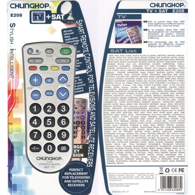 Универсальный пульт Chunghop RM-E208 (для TV, SAT)