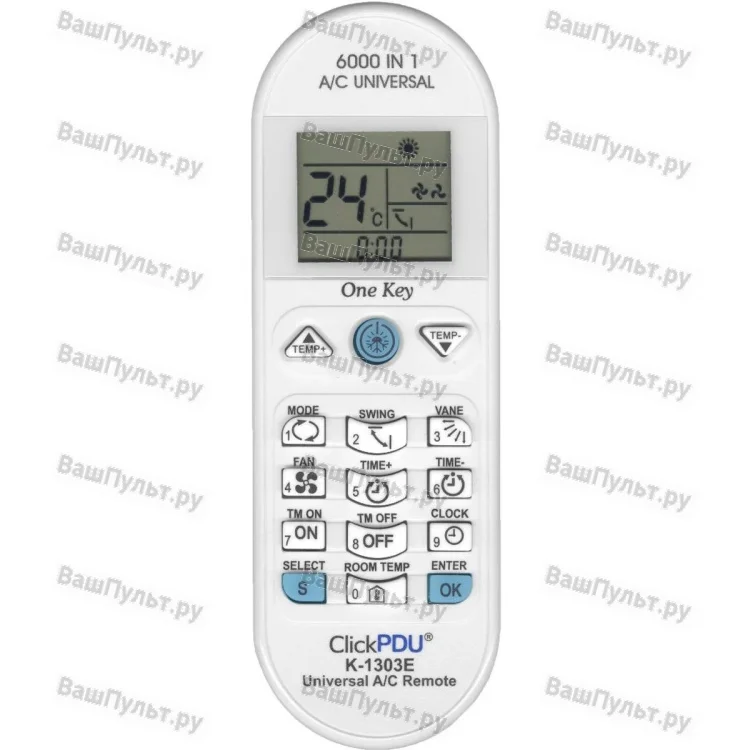 Пульт для кондиционера ClickPDU K-1303E (KT-E08) (6000 в 1) (универсальный)