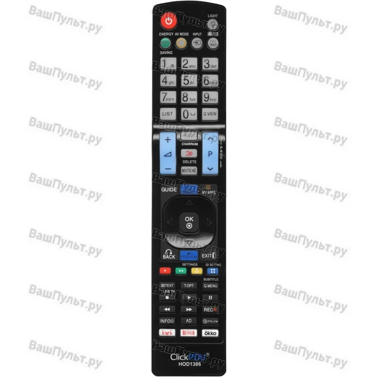 Универсальный пульт ClickPdu для LG HOD1386 RM-L999 RU